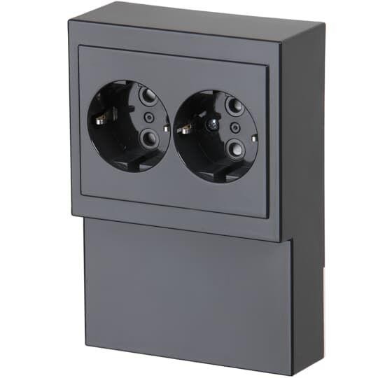  Розетка Double Schuko Impressivo 16А 230В для установки на плинтус антрацит ABB 2TKA00002274 