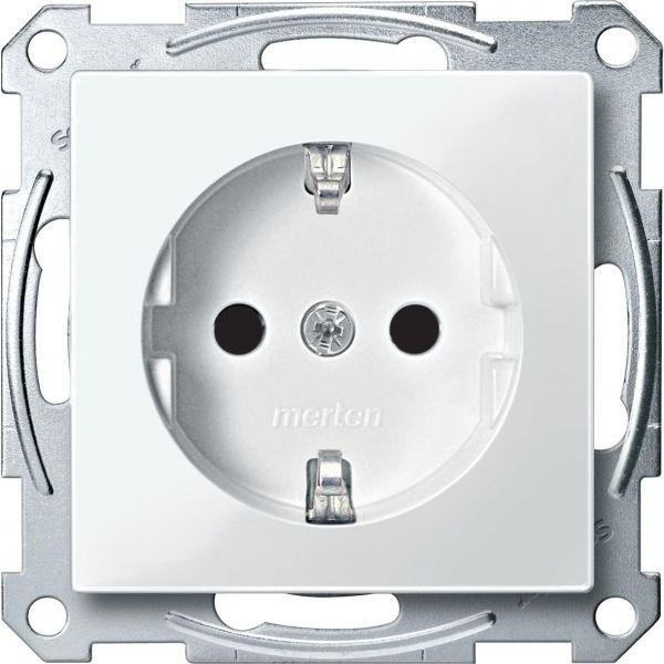  Механизм розетки 1-м СП Merten System M защ. шторки с заземл. бел. SchE MTN2300-0319 