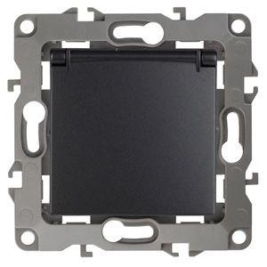  Розетка Schuko 16АХ-250В 2P+E с защ. крышкой защ. шторки 12-2103-05 антрацит ЭРА Б0014697 