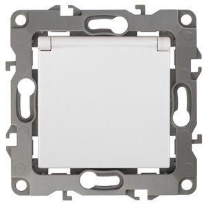  Розетка Schuko 16АХ-250В 2P+E с защ. крышкой защ. шторки 12-2103-01 бел. ЭРА Б0014693 