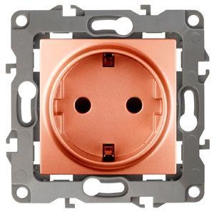  Розетка Schuko 16АХ-250В 2P+E защ. шторки 12-2102-14 медь ЭРА Б0019325 