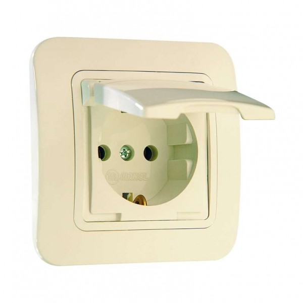  Розетка 1-м СП Lillium 16А IP20 без заземл. крем Makel 70229 