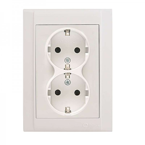  Розетка 2-м СП Defne 16А IP20 с заземл. бел. Makel 42001057 