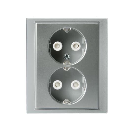  Розетка Double Schuko Impressivo 16А 230В с рамкой алюм. ABB 2TKA00000442 