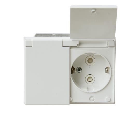  Розетка Double Schuko Impressivo 16А 230В с защ. крышкой IP21/44 бел. ABB 2TKA00003033 