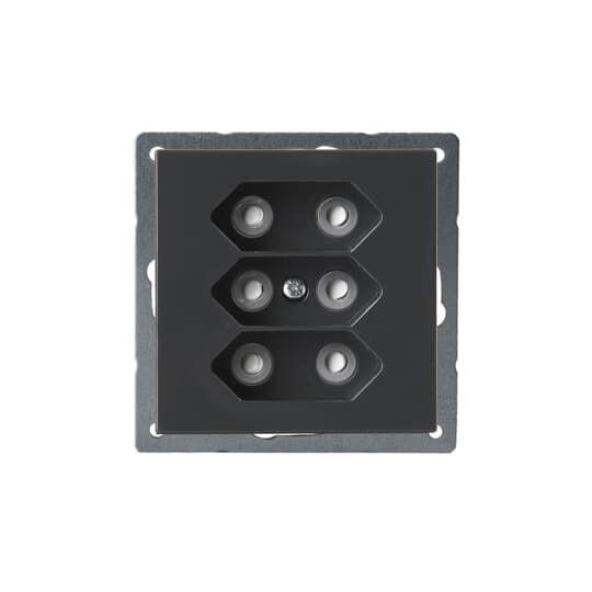  Розетка EuroSocket 3мод. 6А 230В без заземл. антрацит ABB 2TKA00000340 