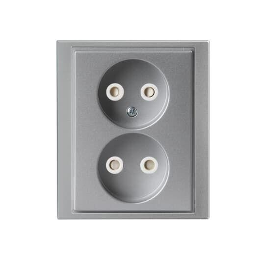  Розетка Double Schuko Impressivo 16А 230В без заземления алюм. ABB 2TKA00000338 