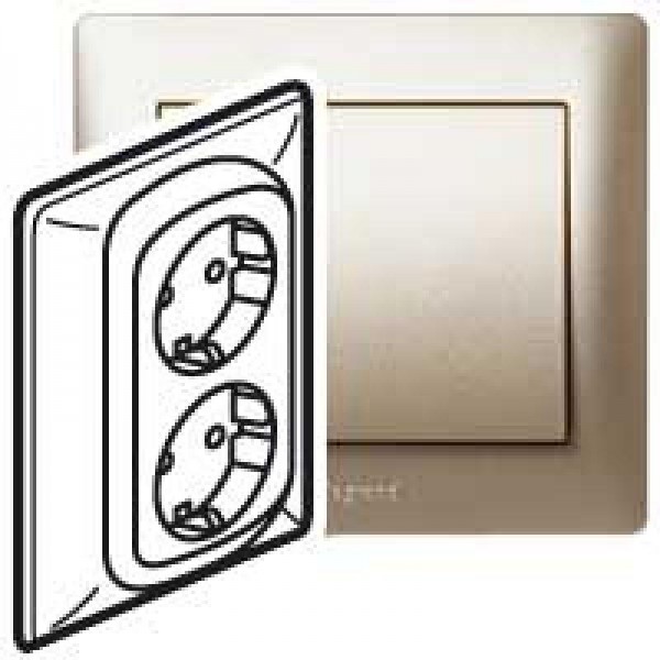 Механизм розетки СП Galea Life 2х2К+З защ. шторки авт. клемм. PRO21 титан Leg 771433 