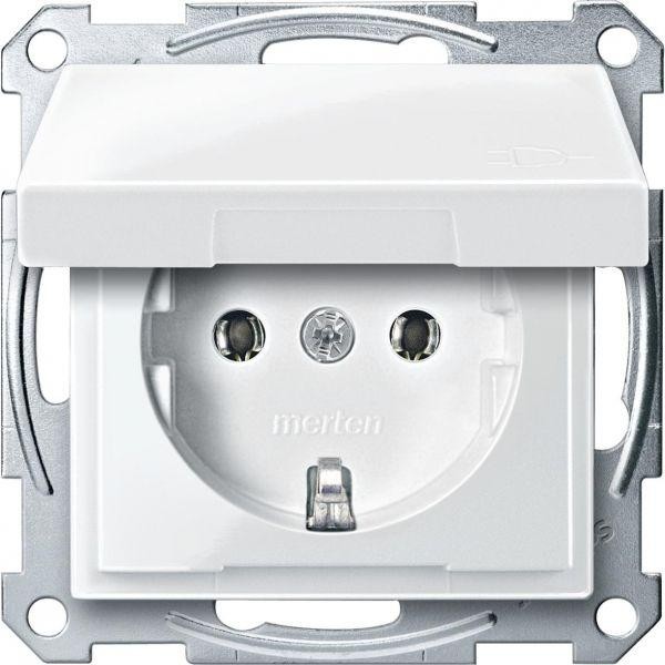  Механизм розетки 1-м СП Schuko Merten с защ. крышкой полярно бел. SchE MTN2311-0319 
