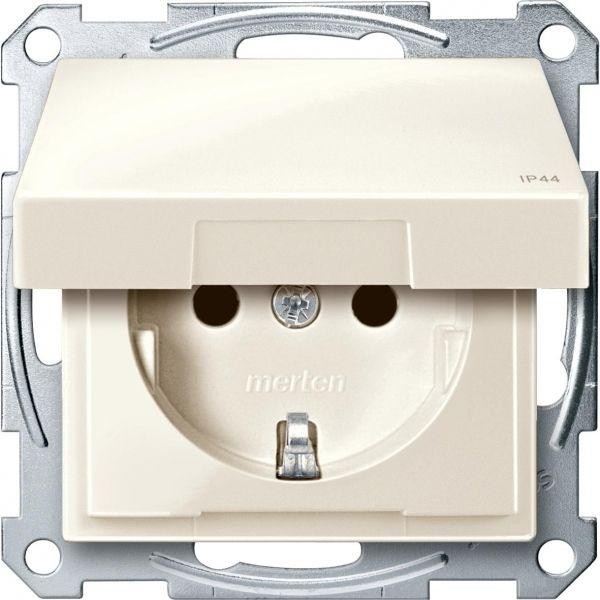  Механизм розетки 1-м СП Schuko Merten с защ. крышкой беж. SchE MTN2314-0344 