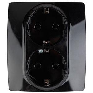  Розетка Schuko 16АХ-250В 2х2P+E защ. шторки 12-2104-06 черн. ЭРА Б0014704 