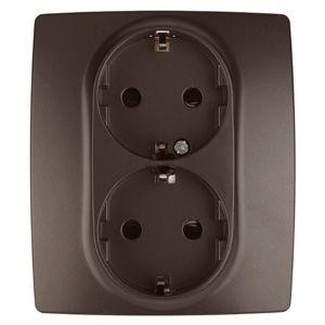  Розетка Schuko 16АХ-250В 2х2P+E защ. шторки 12-2104-13 бронза ЭРА Б0019332 