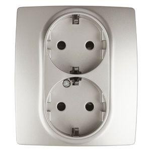  Розетка Schuko 16АХ-250В 2х2P+E защ. шторки 12-2104-15 перламутр ЭРА Б0019334 