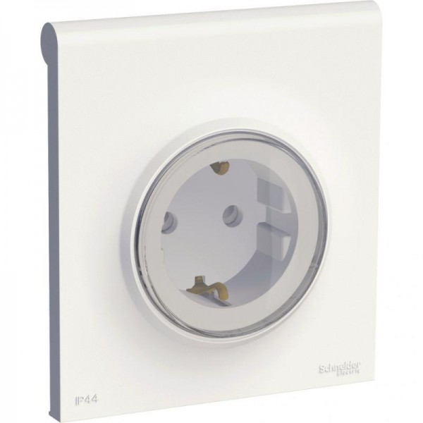  Розетка с защ. крышкой с заземл. IP44 бел. SchE S52R0370W 