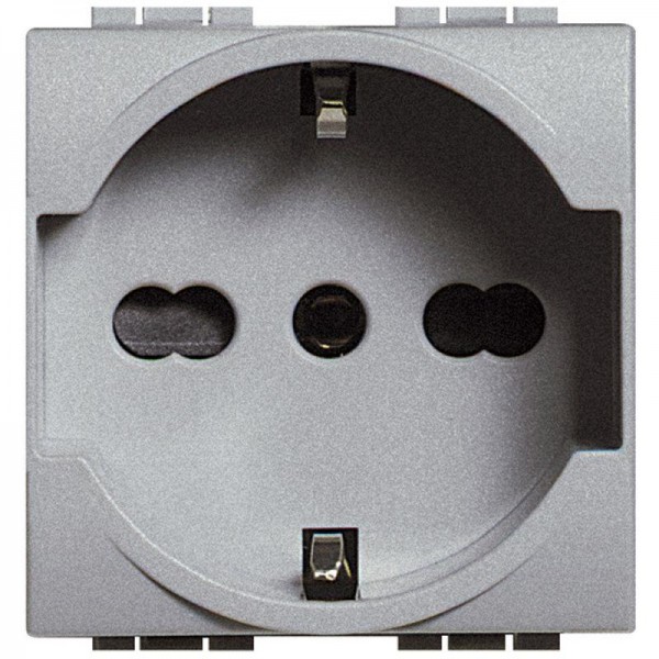  Розетка LivingLight 2мод. с заземл. алюм. Leg BTC NT4140 