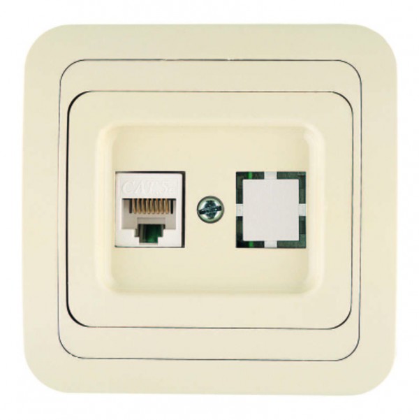  Розетка компьютерная 1-м СП Mimoza 16А IP20 крем/крем Makel 25035 