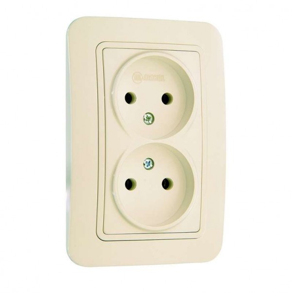  Розетка 2-м СП Lillium 16А IP20 без заземл. крем/крем Makel 70217 
