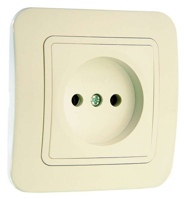  Розетка 1-м СП Lillium 16А IP20 без заземл. крем/крем Makel 70222 