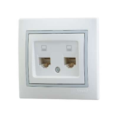  Розетка компьютерная 2-м СП Мира RJ45 бел./сер. LEZARD 701-0215-141 
