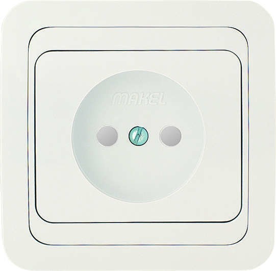  Розетка 1-м СП Mimoza 10А IP20 защ. шторки без заземл. бел./бел. Makel 12052 