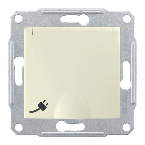  Механизм розетки 1-м СП Sedna IP44 с защ. крышкой защ. шторки с заземл. беж. SchE SDN3100347 