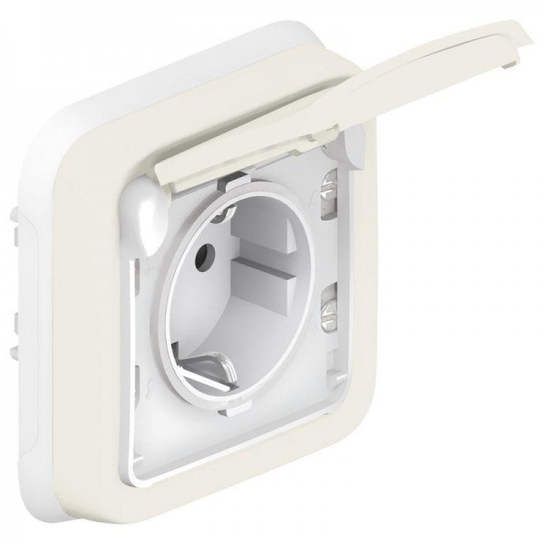  Розетка 1-м СП Plexo с защ. крышкой с заземл. с супр. IP55 бел. Leg 069869 