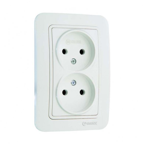  Розетка 2-м СП Lillium 16А IP20 без заземл. бел./бел. Makel 70017 