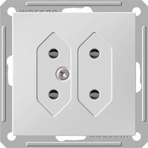  Розетка 2-м СП W59 6А IP20 под пл. вил. бел. SchE RS6-253-1-86 