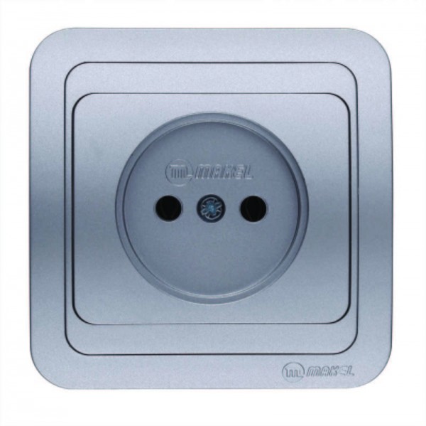  Розетка 1-м СП Mimoza 16А IP20 без заземл. серебр./серебр. Makel 23402 