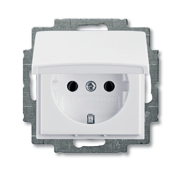  Механизм розетки 1-м Basic с крышкой альп. бел. ABB 2CKA002018A0350 