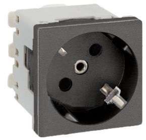  Механизм розетки 1-м СП Simon Connect K45 2мод. с заземл. графит Simon K01-14 