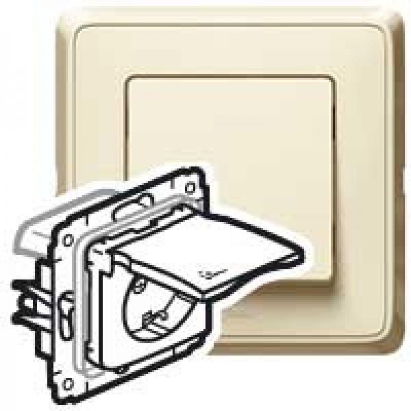  Механизм розетки 1-м СП Cariva 2К+3 16А 250В защ. шторки с заземл. IP44 сл. кость Leg 773745 