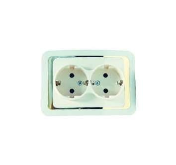  Розетка 2-м СП Mimoza 10А IP20 с заземл. крем/зол. Makel 12682 
