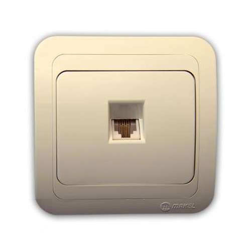  Розетка телефонная СП Mimoza 16А IP20 крем/крем Makel 25014 