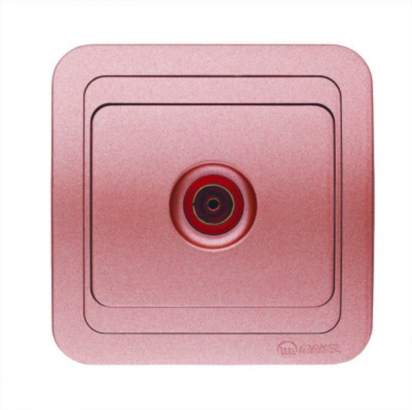  Розетка TV 1-м СП Mimoza 16А IP20 шампань Makel 23607 