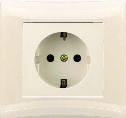  Розетка 1-м V01-12-R14-S сзаземл. крем. Volsten 8994 