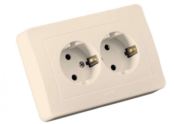  Розетка 2-м СП Мастер 16А 250В с заземл. IP20 сл. кость HEGEL РС16-351-01 
