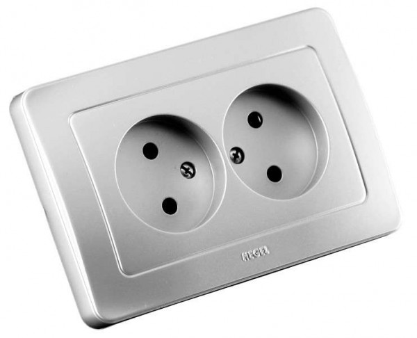  Розетка 2-м СП Мастер 16А 250В IP20 серебр. HEGEL РС16-341-06 