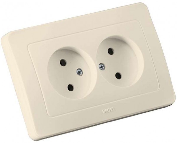  Розетка 2-м СП Мастер 16А 250В IP20 сл. кость HEGEL РС16-341-01 