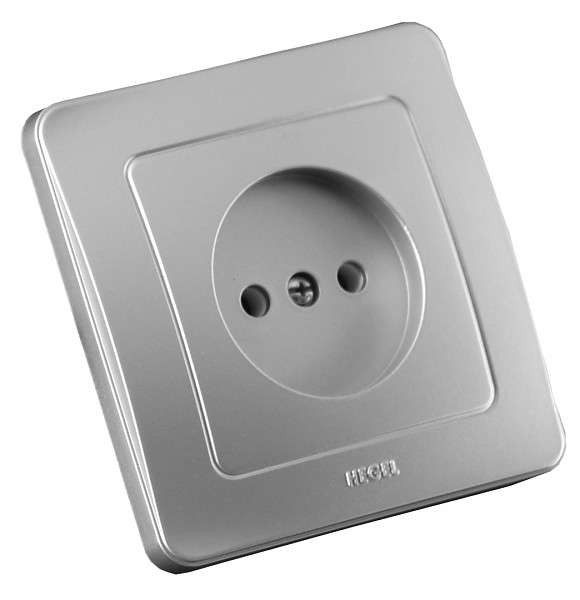  Розетка 1-м СП Мастер 16А 250В защ. шторки IP20 серебр. HEGEL РС16-302-06 