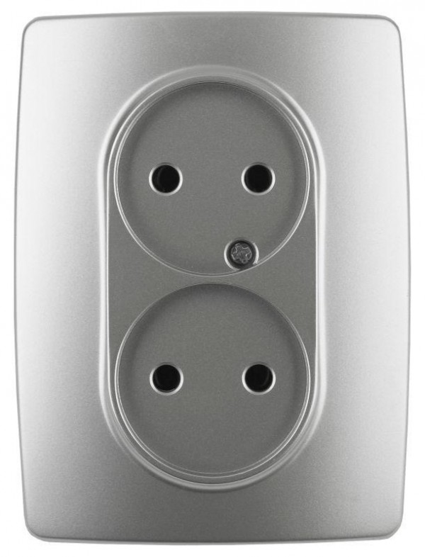  Розетка 12-2107-03 2х2P 16АХ-250В алюм. ЭРА Б0031240 