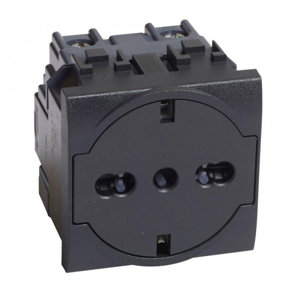  Розетка LivingLight 2К+З 16А 250В антрацит Leg BTC L4140/16F 