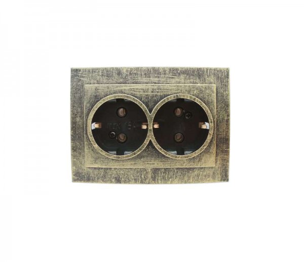  Розетка 2-м СП Palazzo с заземл. Vintage зол. патина Duwi 26523 8 