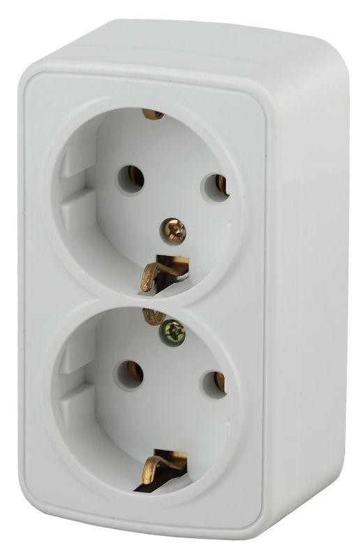  Розетка ОП Polo 2х2P+E Schuko 3-204-01 16А-250В IP20 бел. Intro Б0036100 