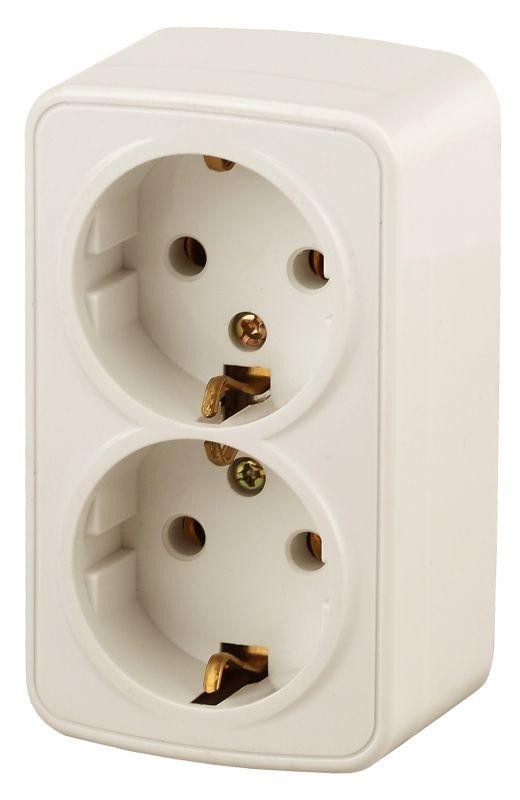  Розетка ОП Polo 2х2P+E Schuko 3-204-02 16А-250В IP20 сл. кость Intro Б0036131 