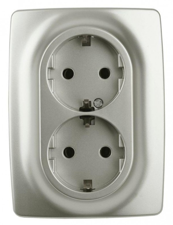  Розетка Эра12 2х2P+E Schuko 12-2108-15 16А-250В защ. шторки IP20 перламутр ЭРА Б0036451 