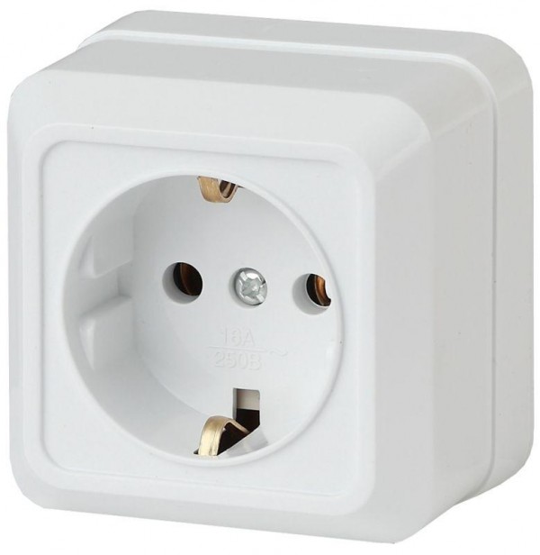  Розетка ОП Quadro 2P+E Schuko 2-202-01 16А-250В IP20 бел. Intro Б0027649 