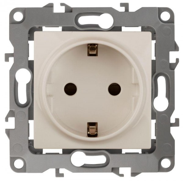  Розетка Эра12 2P+E Schuko 12-2002-02 16А-250В с защ. шторками IP20 сл. кость ЭРА Б0036441 