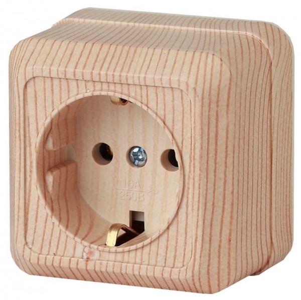 Розетка ОП Quadro 2P+E Schuko 2-202-11 16А-250В IP20 сосна Intro Б0027651 