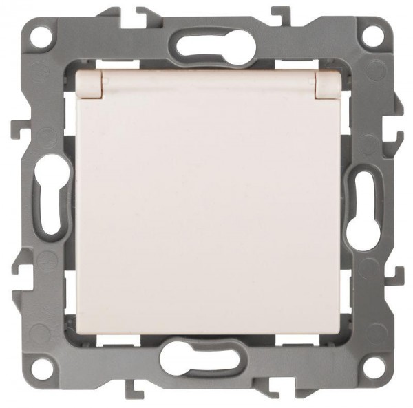  Розетка Эра12 2P+E Schuko 12-2003-02 16А-250В с защ. крышкой сл. кость ЭРА Б0038807 